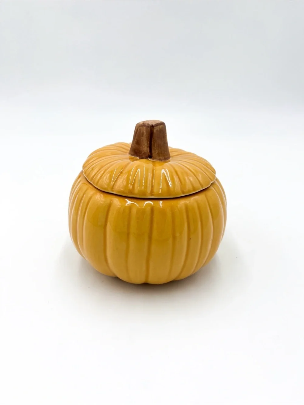 Williams Sonoma Yellow Ceramic Pumpkin Bowl - Jar with Lid